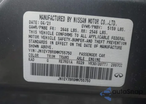 2021 Infiniti Q50 Luxe Awd from USA, damaged, VIN JN1EV7BR6MM755750